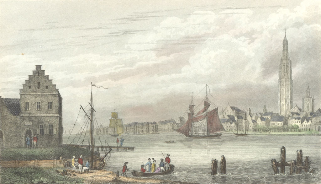 BELGIUM. Antwerp. Kelly Barclay 1840 old antique vintage print picture